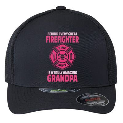 Firefighter Grandpa Support Of Granddaughter Grandson Gift Flexfit Unipanel Trucker Cap