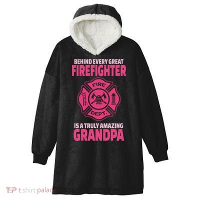 Firefighter Grandpa Support Of Granddaughter Grandson Gift Hooded Wearable Blanket