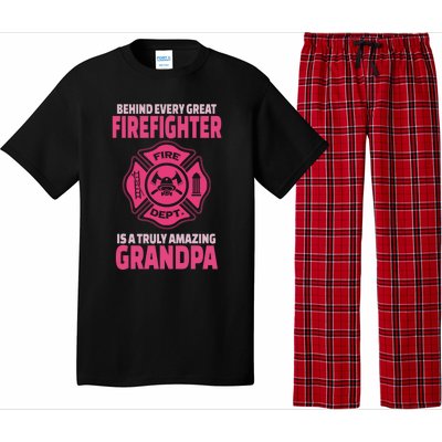 Firefighter Grandpa Support Of Granddaughter Grandson Gift Pajama Set