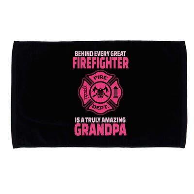Firefighter Grandpa Support Of Granddaughter Grandson Gift Microfiber Hand Towel