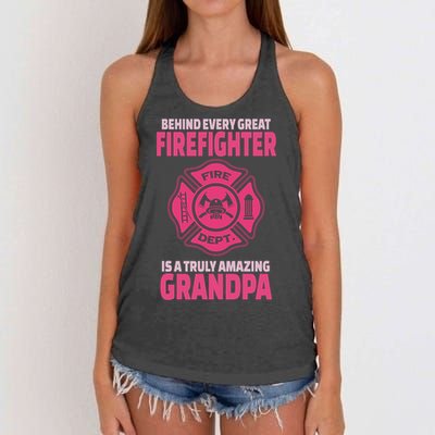 Firefighter Grandpa Support Of Granddaughter Grandson Gift Women's Knotted Racerback Tank