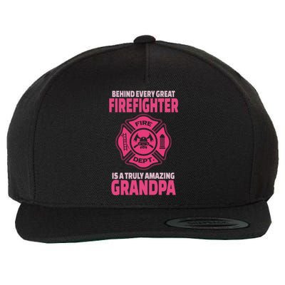 Firefighter Grandpa Support Of Granddaughter Grandson Gift Wool Snapback Cap