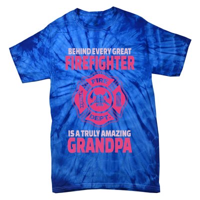Firefighter Grandpa Support Of Granddaughter Grandson Gift Tie-Dye T-Shirt