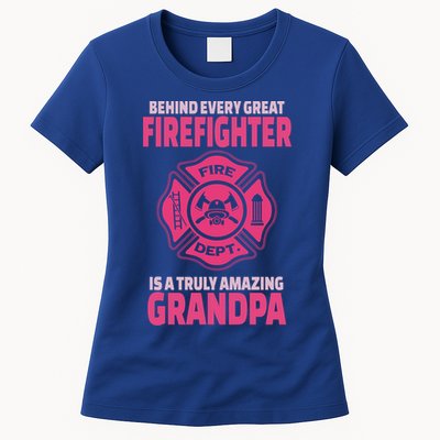 Firefighter Grandpa Support Of Granddaughter Grandson Gift Womens T-Shirt