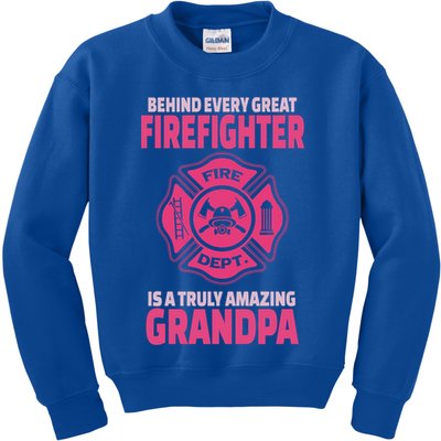 Firefighter Grandpa Support Of Granddaughter Grandson Gift Kids Sweatshirt