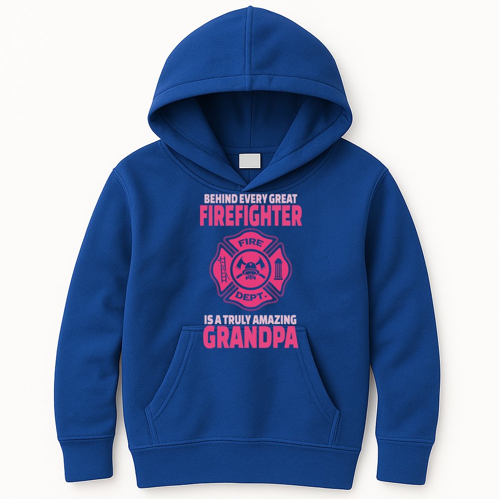 Firefighter Grandpa Support Of Granddaughter Grandson Gift Kids Hoodie