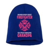 Firefighter Grandpa Support Of Granddaughter Grandson Gift Short Acrylic Beanie