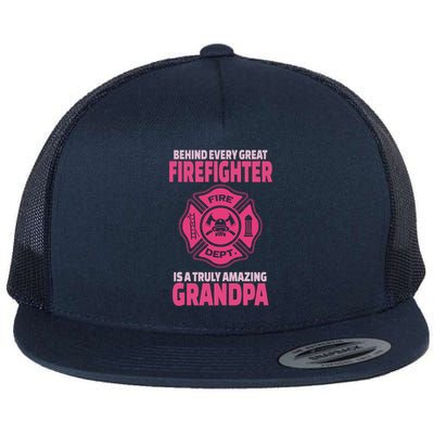 Firefighter Grandpa Support Of Granddaughter Grandson Gift Flat Bill Trucker Hat