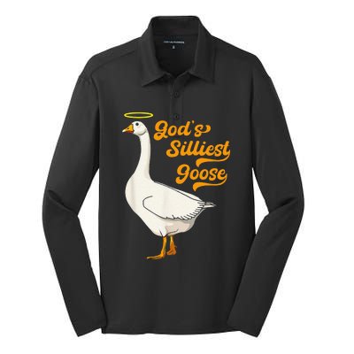 Funny GodS Silliest Goose Funny Silk Touch Performance Long Sleeve Polo