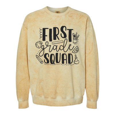 First Grade Squad Teacher Colorblast Crewneck Sweatshirt