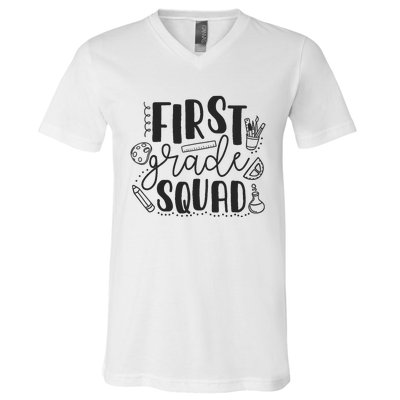 First Grade Squad Teacher V-Neck T-Shirt