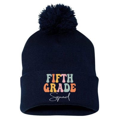 Fifth Grade Squad Retro Groovy Vintage First Day Of School Pom Pom 12in Knit Beanie