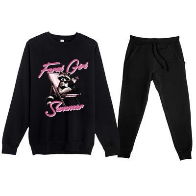 Feral Girl Summer Raccoon Premium Crewneck Sweatsuit Set