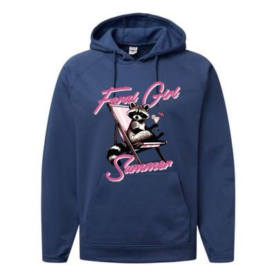 Feral Girl Summer Raccoon Performance Fleece Hoodie