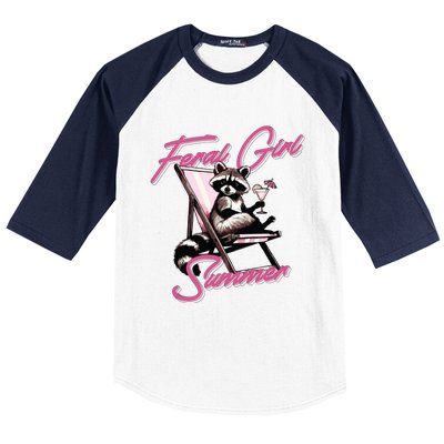 Feral Girl Summer Raccoon Baseball Sleeve Shirt