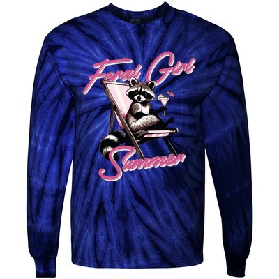 Feral Girl Summer Raccoon Tie-Dye Long Sleeve Shirt