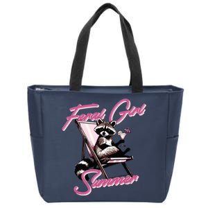 Feral Girl Summer Raccoon Zip Tote Bag