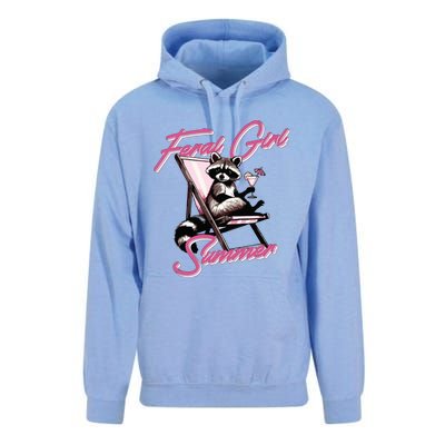 Feral Girl Summer Raccoon Unisex Surf Hoodie