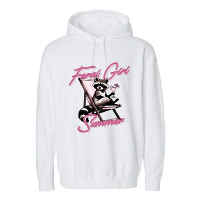 Feral Girl Summer Raccoon Garment-Dyed Fleece Hoodie