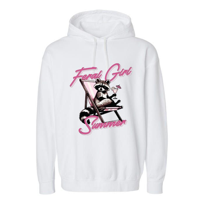 Feral Girl Summer Raccoon Garment-Dyed Fleece Hoodie