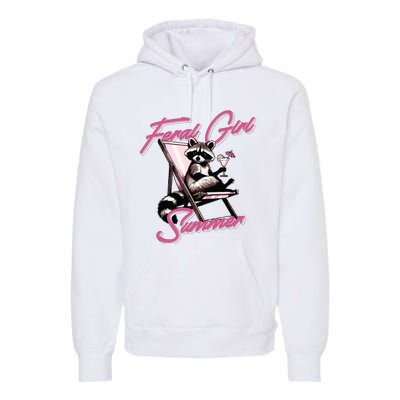 Feral Girl Summer Raccoon Premium Hoodie