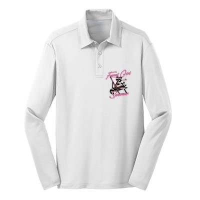 Feral Girl Summer Raccoon Silk Touch Performance Long Sleeve Polo