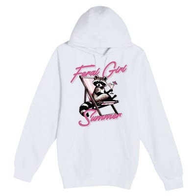 Feral Girl Summer Raccoon Premium Pullover Hoodie