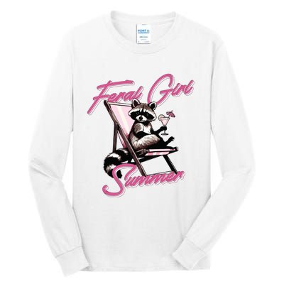 Feral Girl Summer Raccoon Tall Long Sleeve T-Shirt