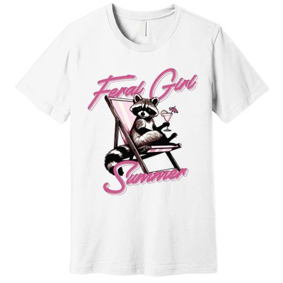 Feral Girl Summer Raccoon Premium T-Shirt