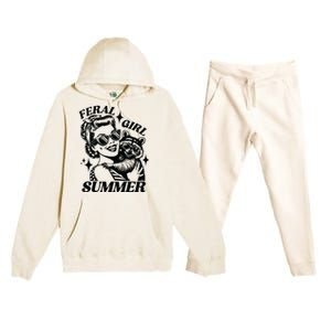 Feral Girl Summer Funny Feral Girl Summer Premium Hooded Sweatsuit Set