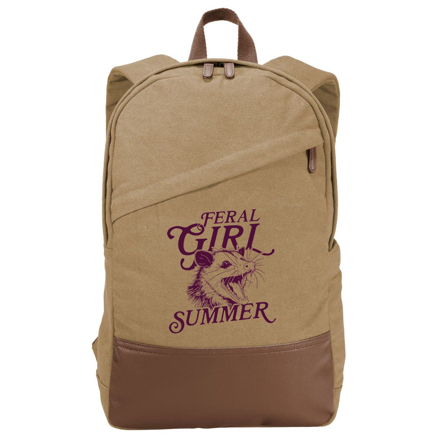 Feral Girl Summer Opossum Cotton Canvas Backpack