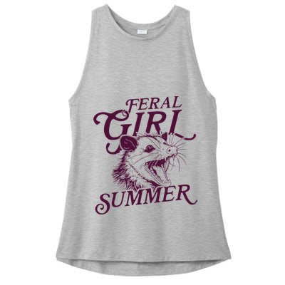 Feral Girl Summer Opossum Ladies PosiCharge Tri-Blend Wicking Tank