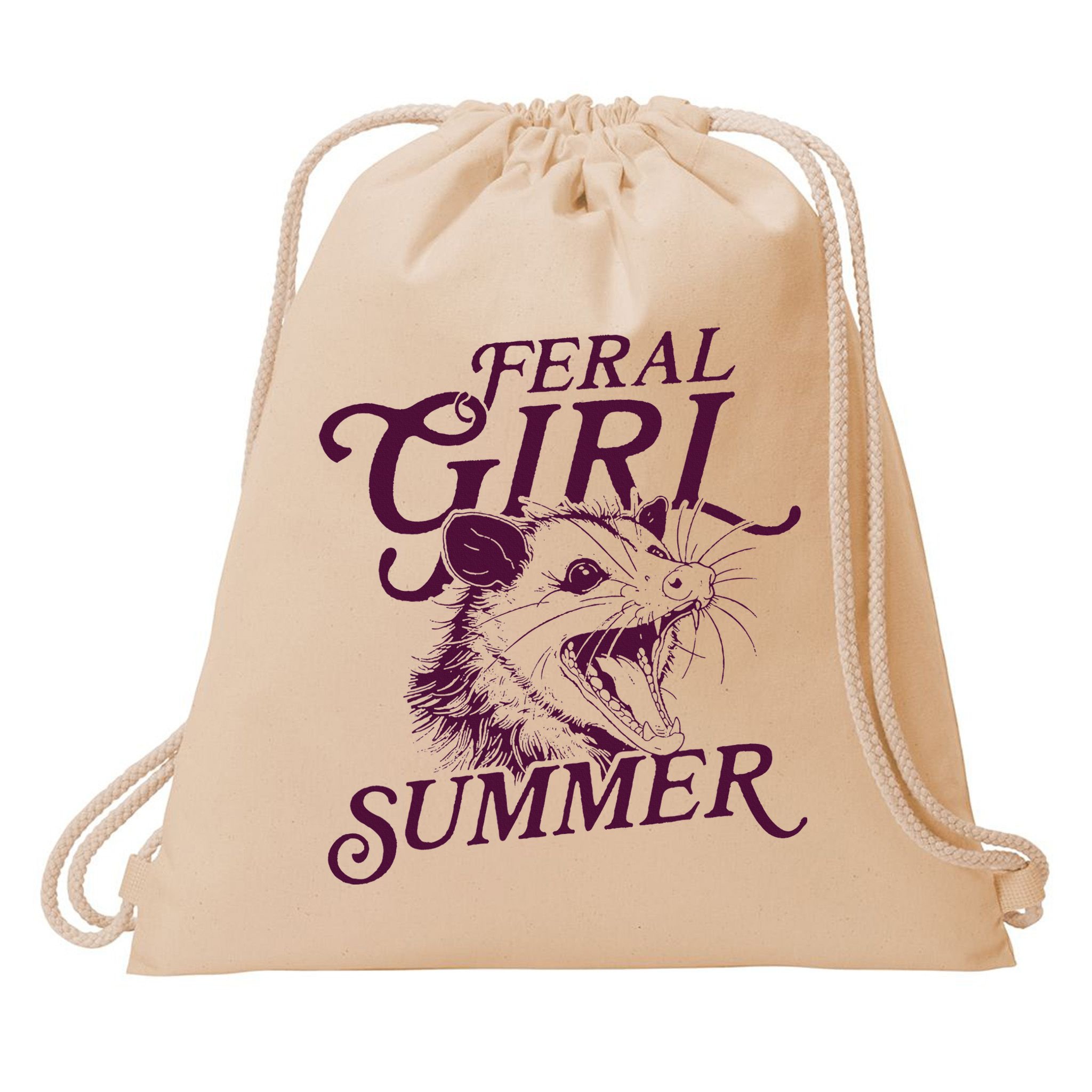 Feral Girl Summer Opossum Drawstring Bag