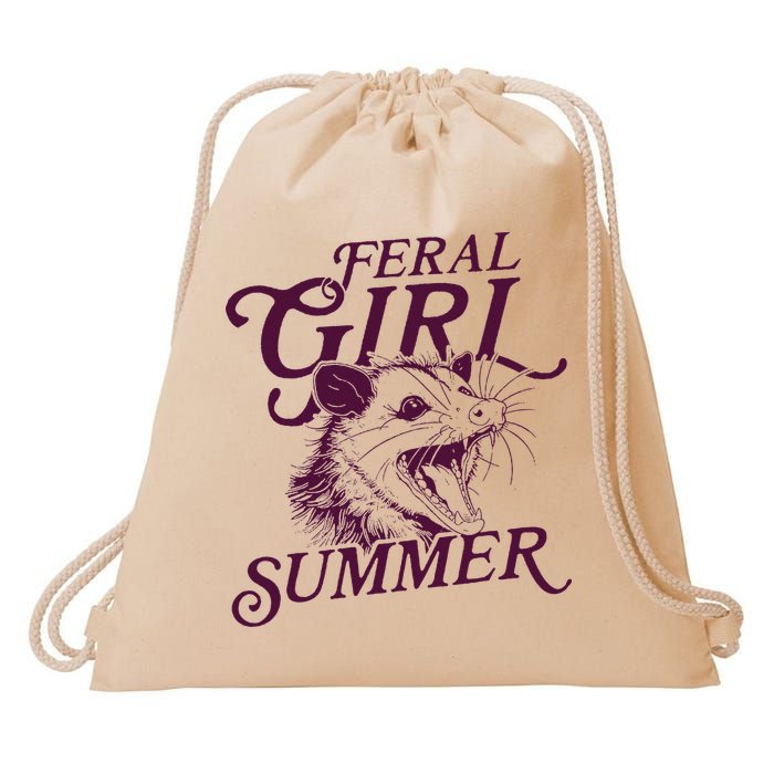 Feral Girl Summer Opossum Drawstring Bag