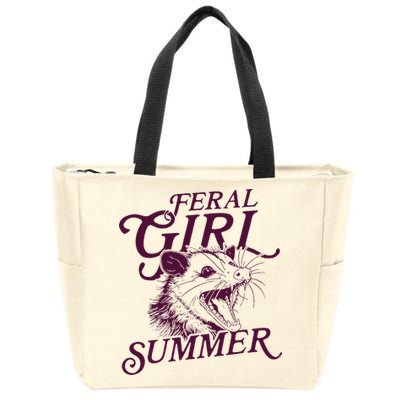 Feral Girl Summer Opossum Zip Tote Bag