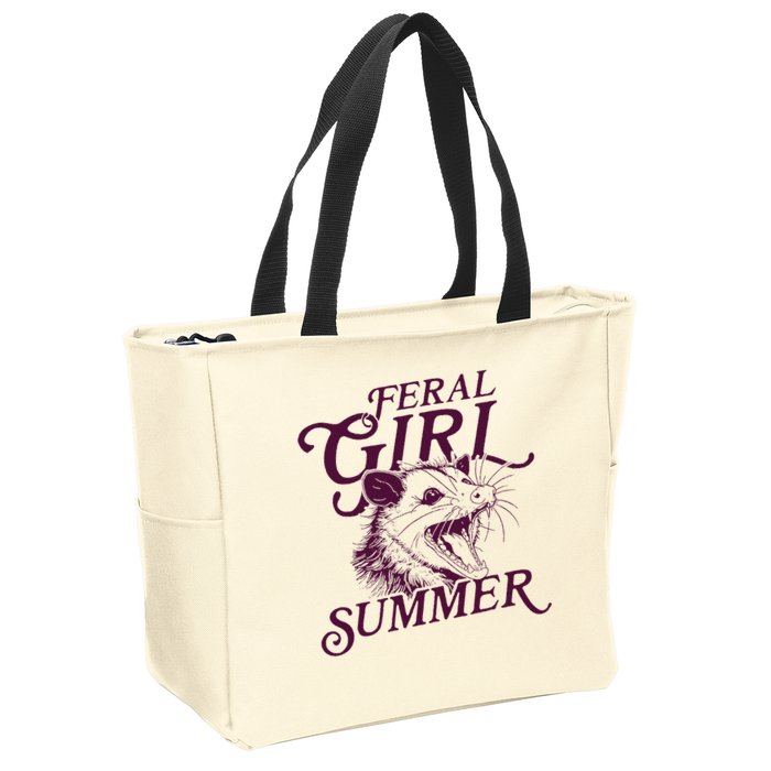 Feral Girl Summer Opossum Zip Tote Bag