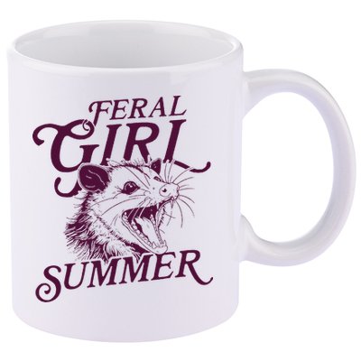 Feral Girl Summer Opossum 11oz C Handle Ceramic Mug