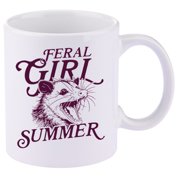 Feral Girl Summer Opossum 11oz C Handle Ceramic Mug