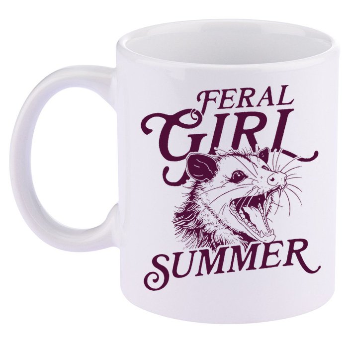 Feral Girl Summer Opossum 11oz C Handle Ceramic Mug