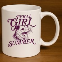 Feral Girl Summer Opossum 11oz C Handle Ceramic Mug