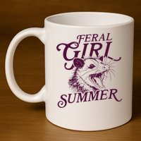 Feral Girl Summer Opossum 11oz C Handle Ceramic Mug