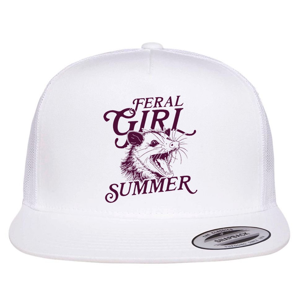Feral Girl Summer Opossum Flat Bill Trucker Hat
