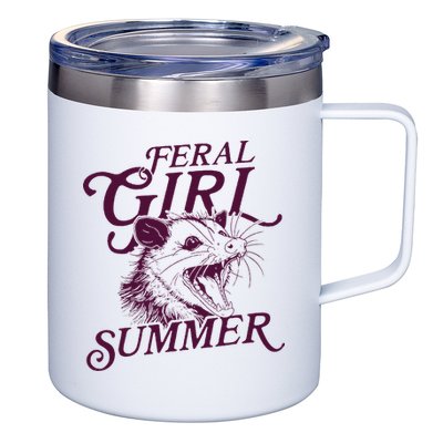 Feral Girl Summer Opossum 12oz Stainless Steel Coffee Mug