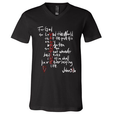 For God So Loved The World Jesus Is My Valentine V-Neck T-Shirt