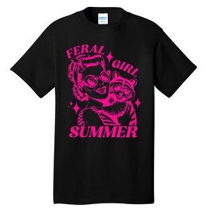 Feral Girl Summer Opossum Funny Raccoon Tall T-Shirt