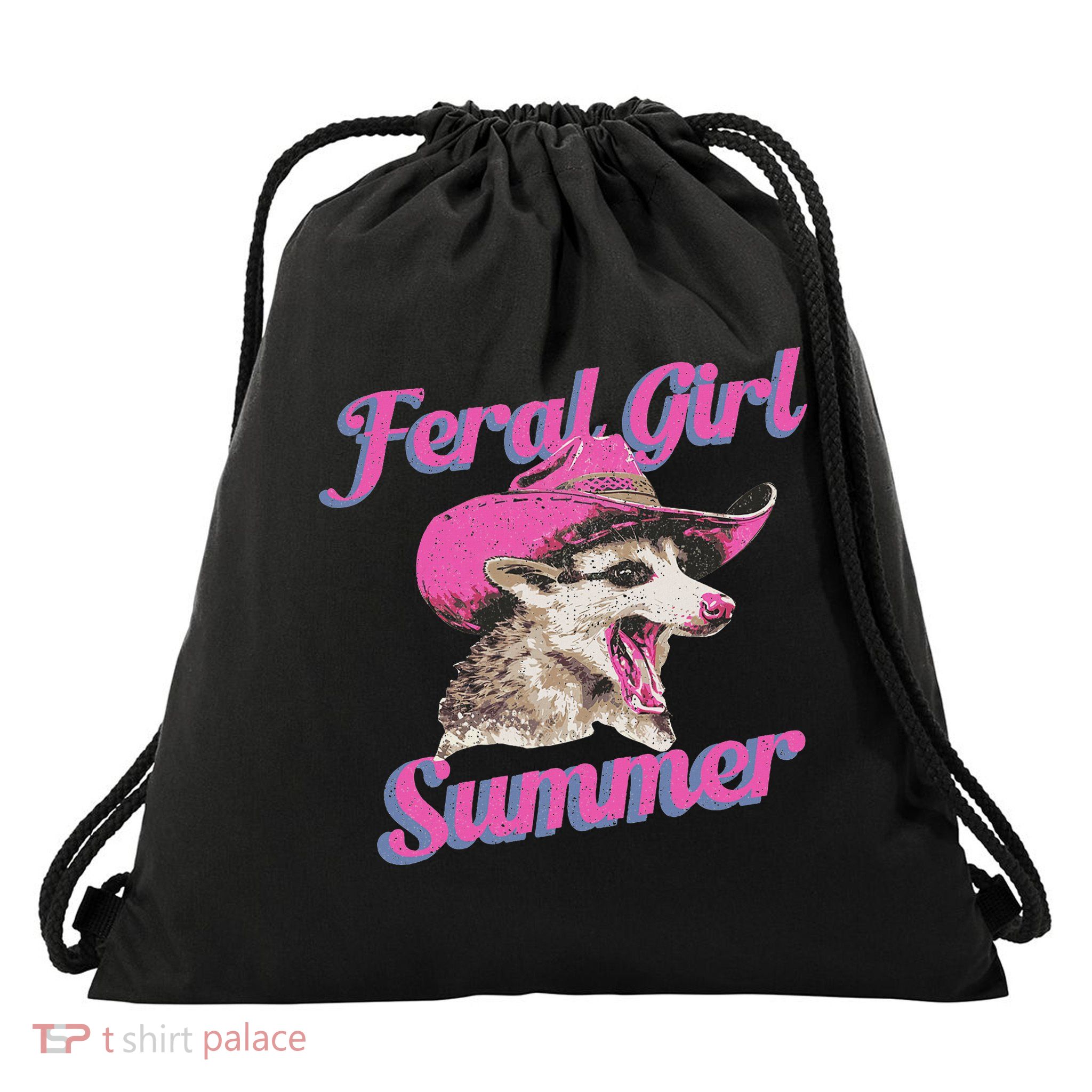Feral Girl Summer Retro Possum Funny Meme Drawstring Bag