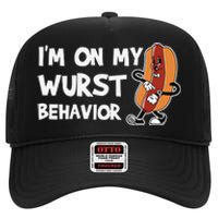 Funny German Sausage I'm on my Wurst Behavior High Crown Mesh Back Trucker Hat