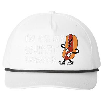 Funny German Sausage I'm on my Wurst Behavior Snapback Five-Panel Rope Hat