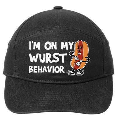 Funny German Sausage I'm on my Wurst Behavior 7-Panel Snapback Hat