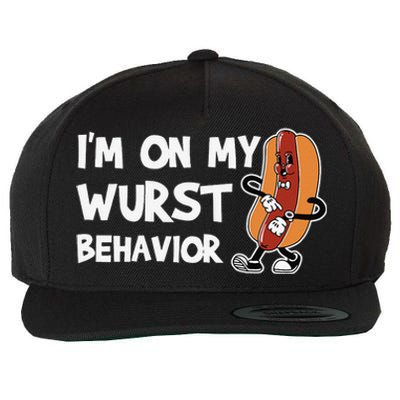 Funny German Sausage I'm on my Wurst Behavior Wool Snapback Cap